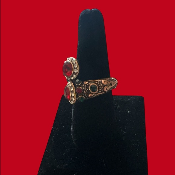 Vintage Red and Gold Tone Ring - Picture 2 of 3